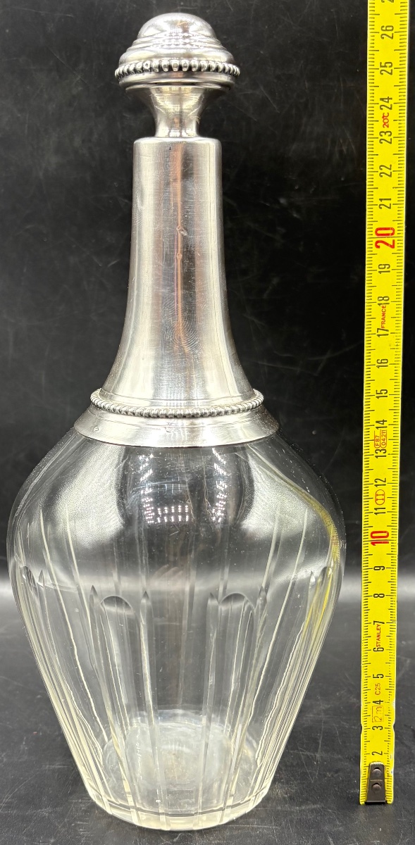 CARAFE À DÉCANTER LE VIN EN CRISTAL SOUFFLÉ TAILLÉ ET ARGENT MASSIF FIN XIXÈME FRANÇAISE-photo-7