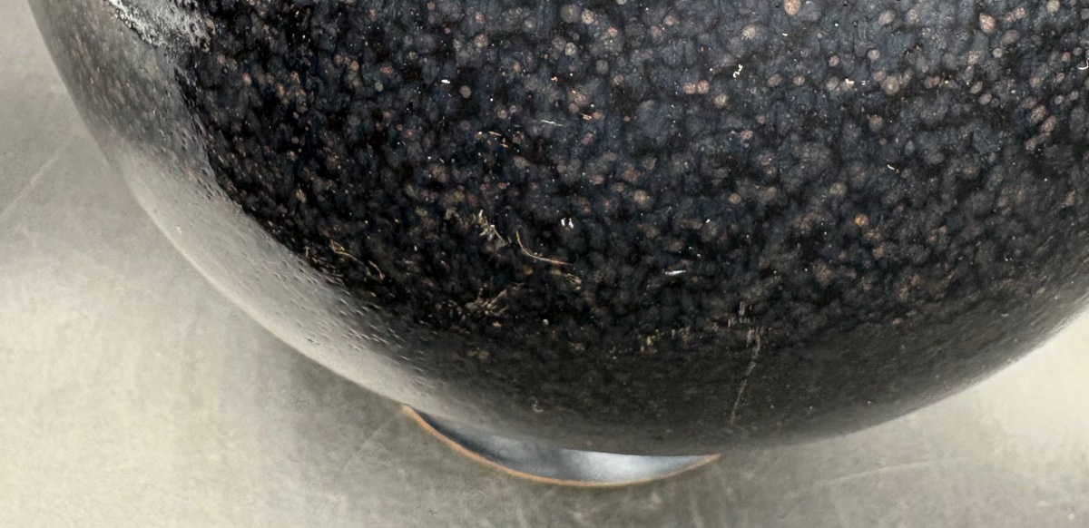 Glossy Black Glazed Terracotta Vase From The 1930s, Japanese -photo-3