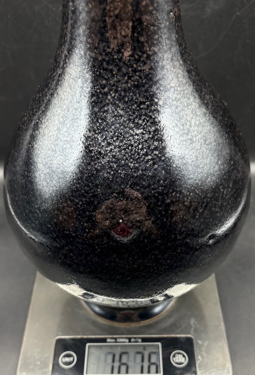 Glossy Black Glazed Terracotta Vase From The 1930s, Japanese -photo-8
