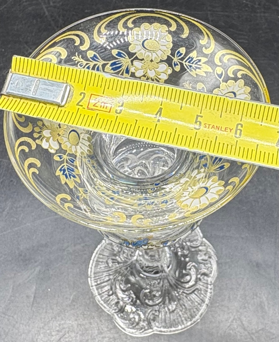MINI VASE SOLIFLORE VERRE SOUFFLÉ MOULÉ ET ÉMAILLÉ DORÉ DES ANNÉES 1950 ROSENTHAL-photo-7