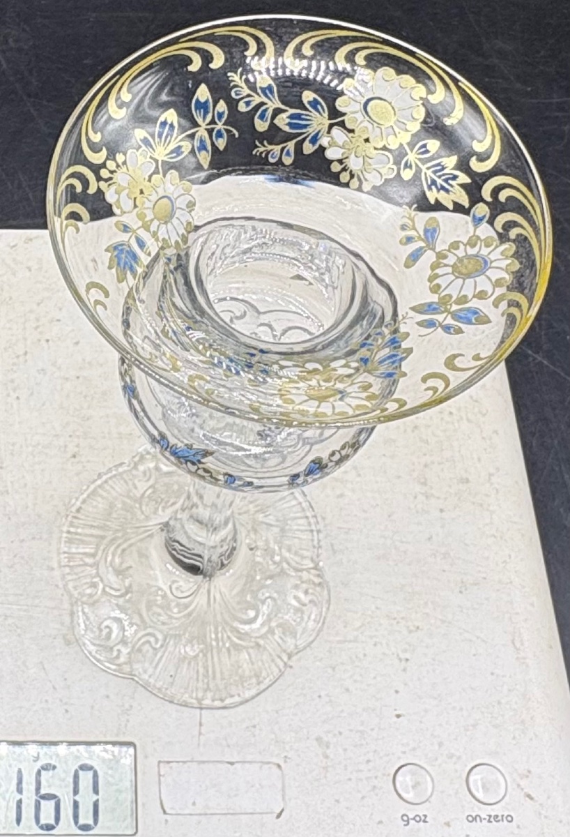 MINI VASE SOLIFLORE VERRE SOUFFLÉ MOULÉ ET ÉMAILLÉ DORÉ DES ANNÉES 1950 ROSENTHAL-photo-8