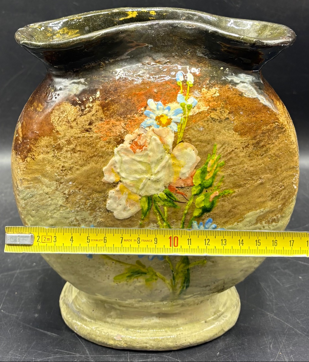 Late 19th-century French Painted Terracotta Vase -photo-4
