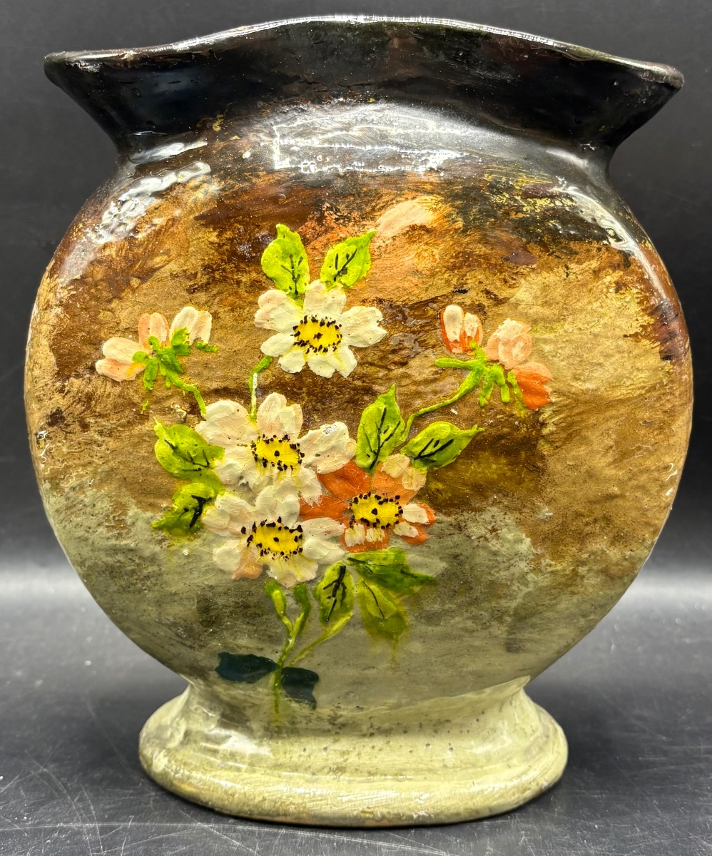 Late 19th-century French Painted Terracotta Vase 