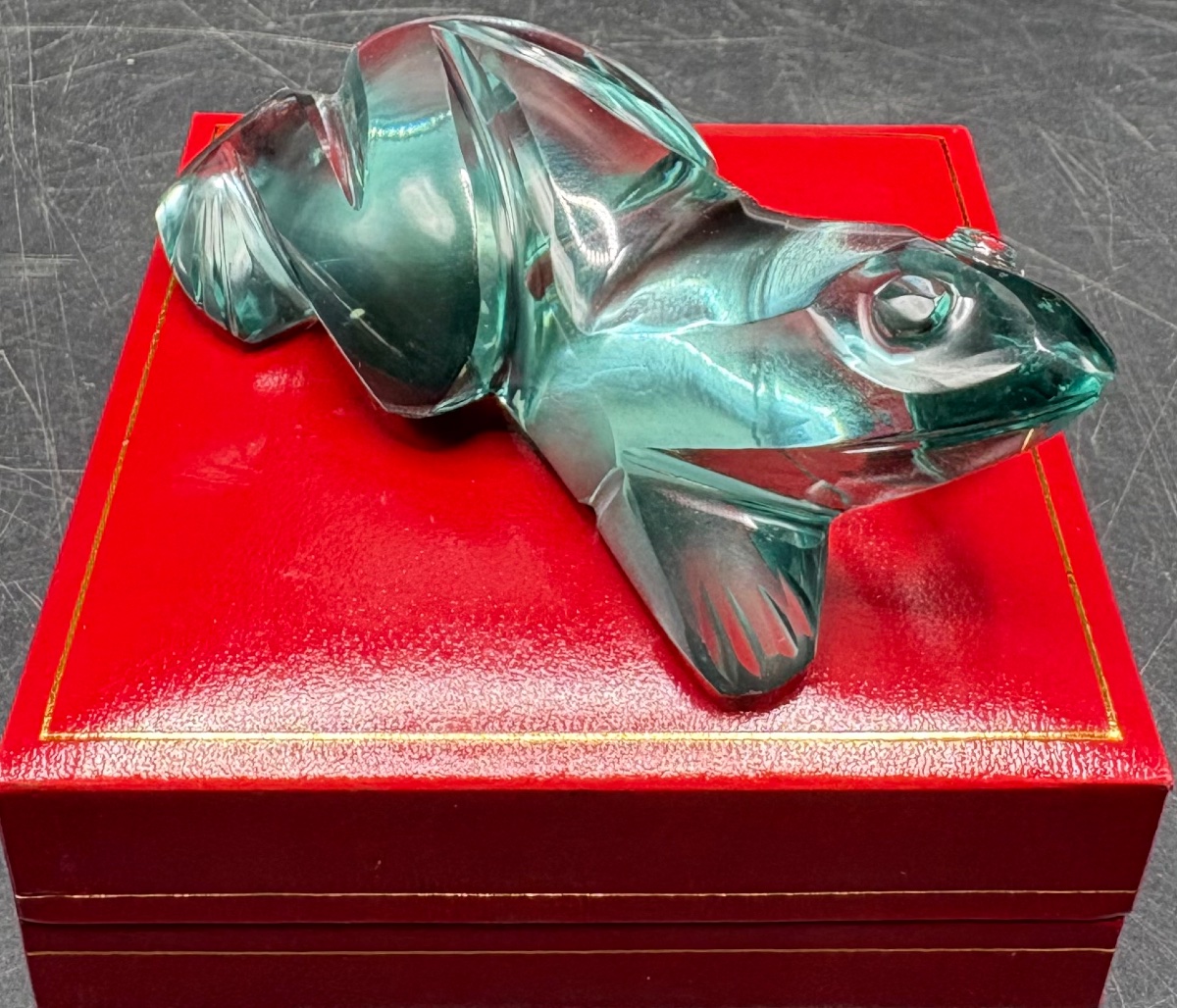 SUJET GRENOUILLE EN CRISTAL SOUFFLÉ TAILLÉ DES ANNÉES 1930 FRANÇAISE -photo-2