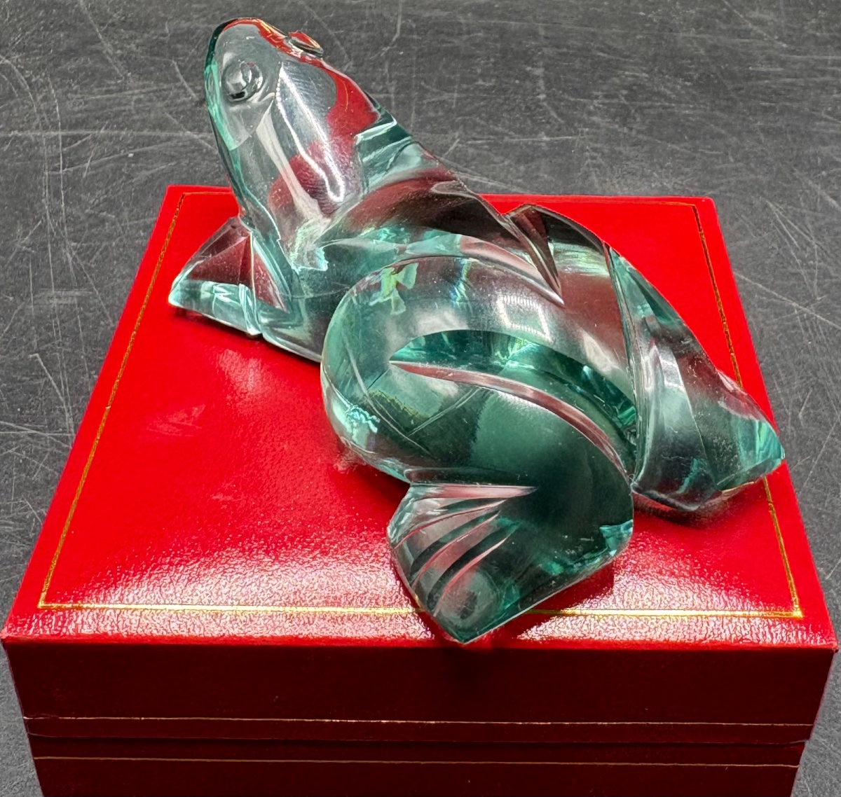SUJET GRENOUILLE EN CRISTAL SOUFFLÉ TAILLÉ DES ANNÉES 1930 FRANÇAISE -photo-3