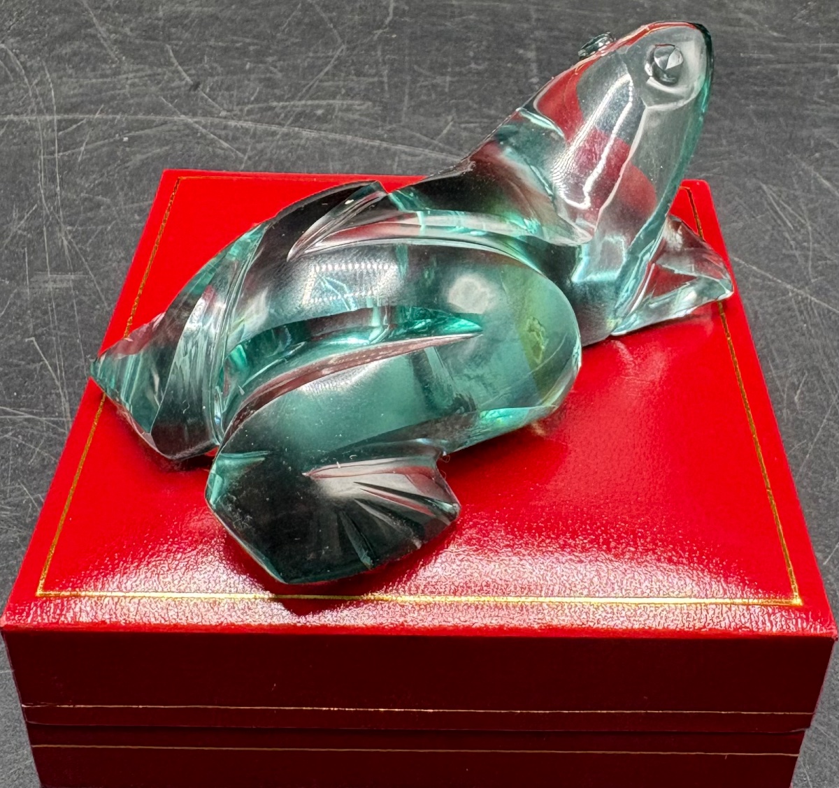 SUJET GRENOUILLE EN CRISTAL SOUFFLÉ TAILLÉ DES ANNÉES 1930 FRANÇAISE -photo-4