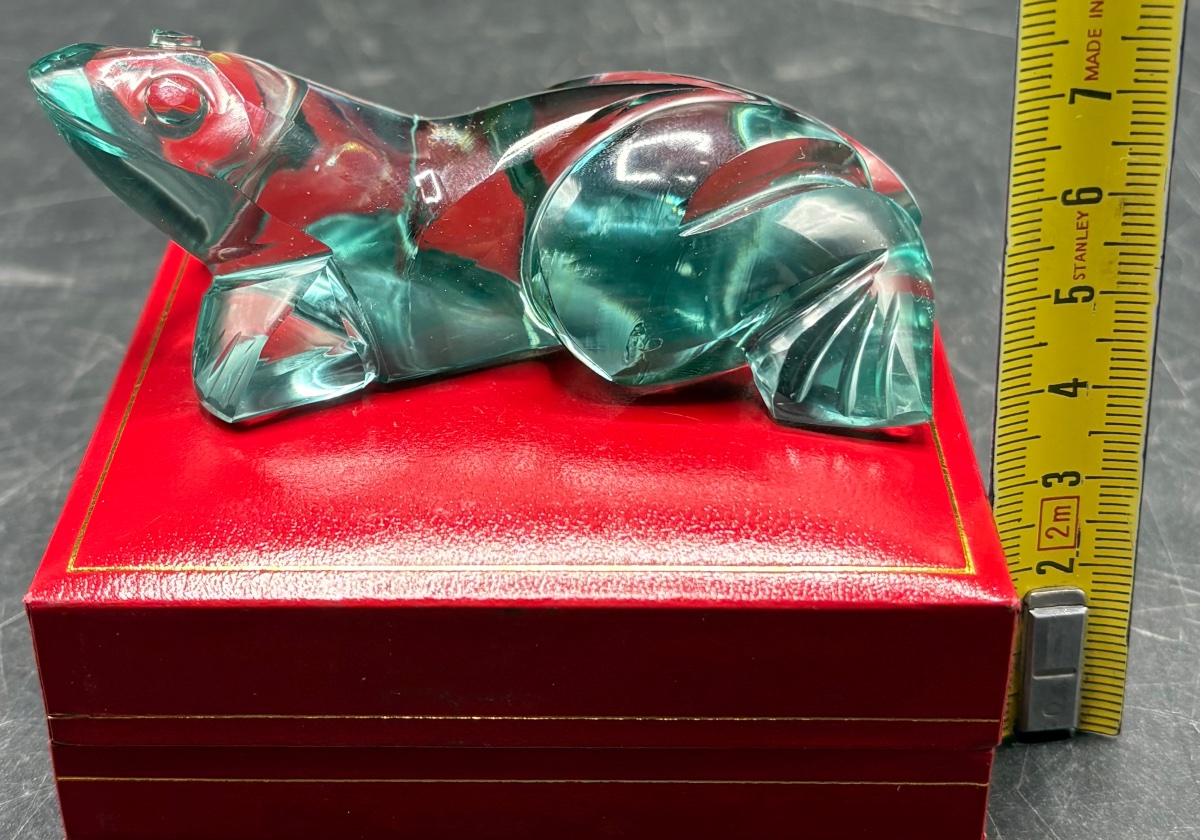 SUJET GRENOUILLE EN CRISTAL SOUFFLÉ TAILLÉ DES ANNÉES 1930 FRANÇAISE -photo-5