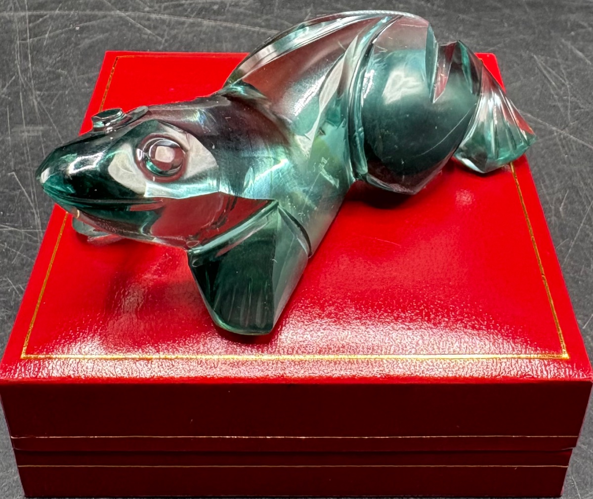 SUJET GRENOUILLE EN CRISTAL SOUFFLÉ TAILLÉ DES ANNÉES 1930 FRANÇAISE 