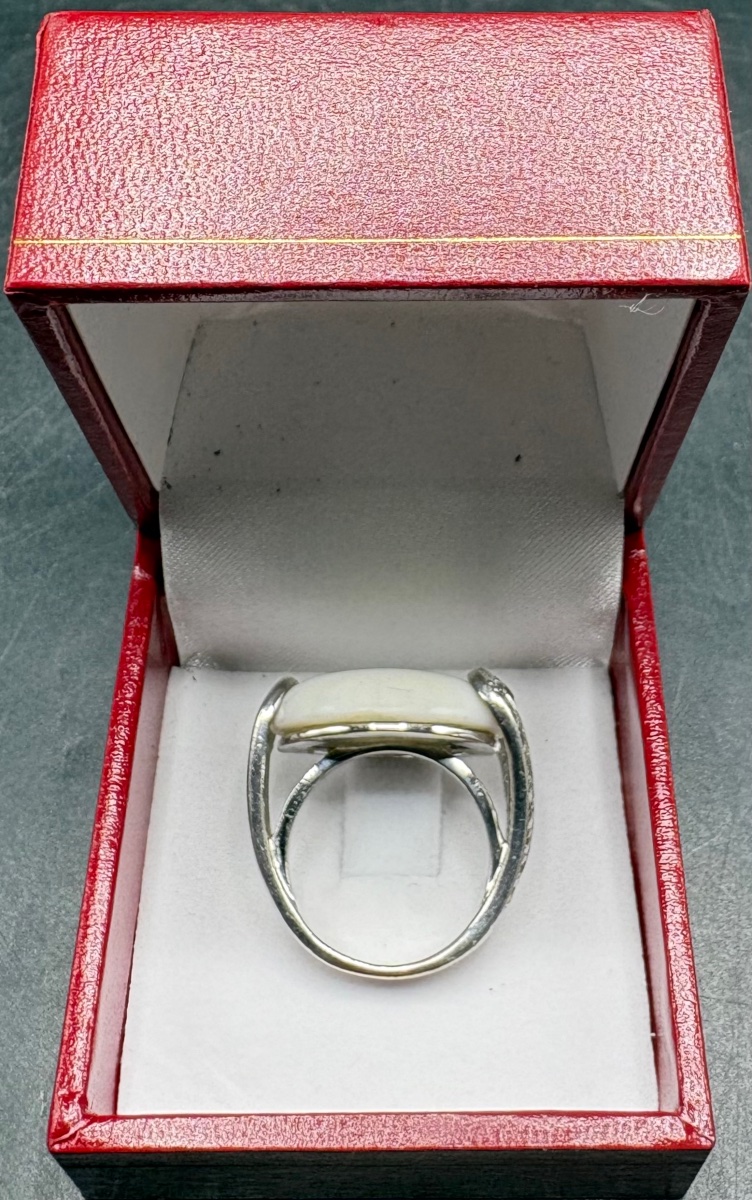 Solid Silver Ring With Porcelain And Zirconium Oxides From The 1980s By Morgan-photo-3