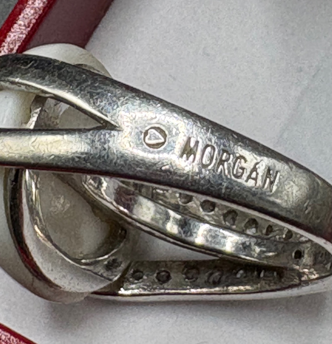 Solid Silver Ring With Porcelain And Zirconium Oxides From The 1980s By Morgan-photo-3