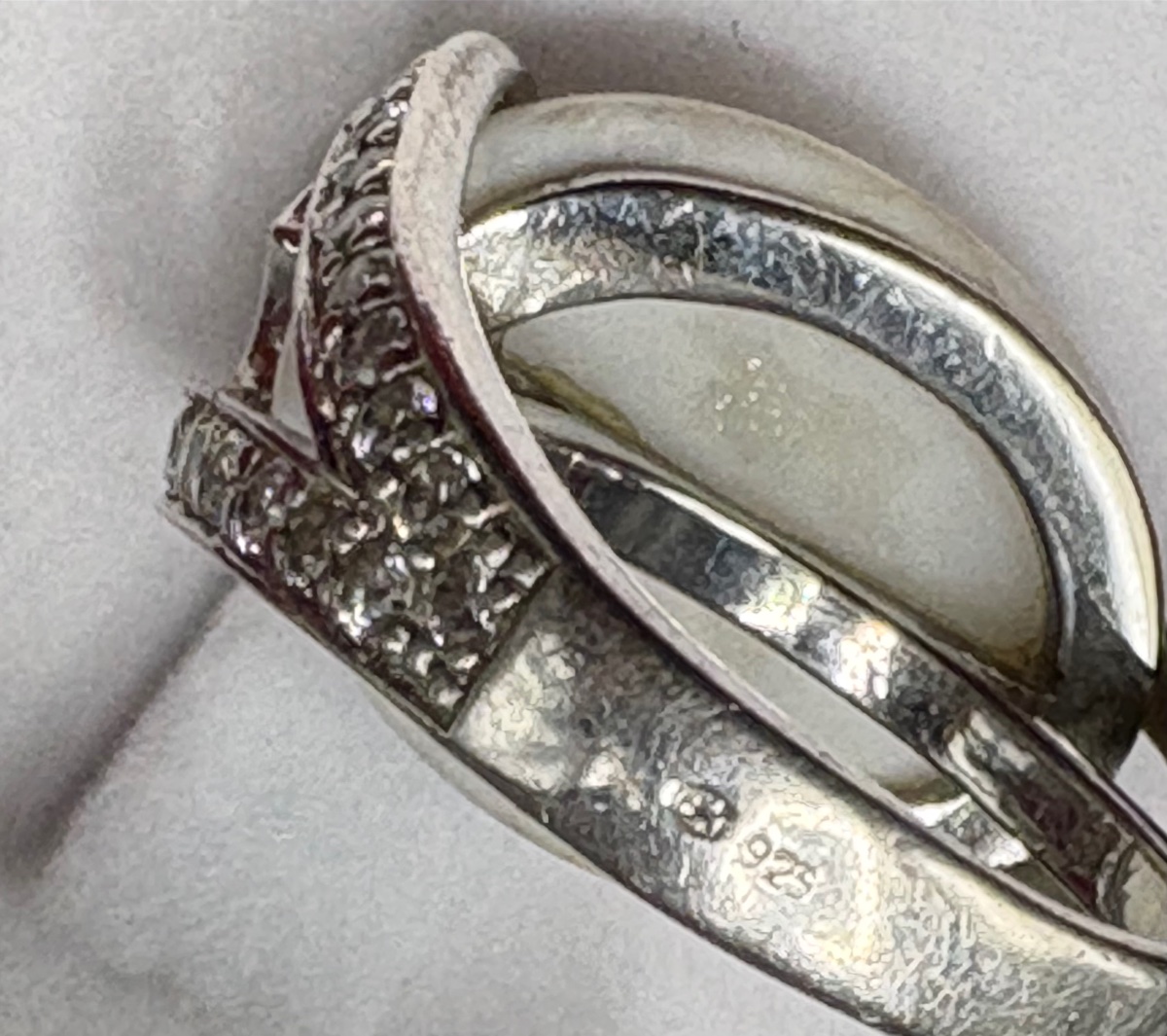 Solid Silver Ring With Porcelain And Zirconium Oxides From The 1980s By Morgan-photo-4