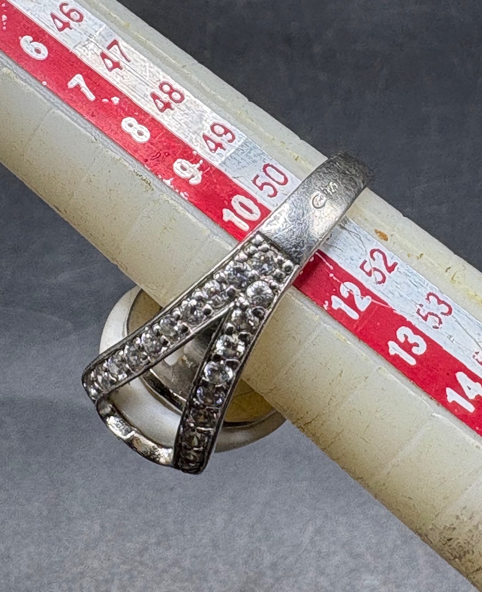 Solid Silver Ring With Porcelain And Zirconium Oxides From The 1980s By Morgan-photo-5