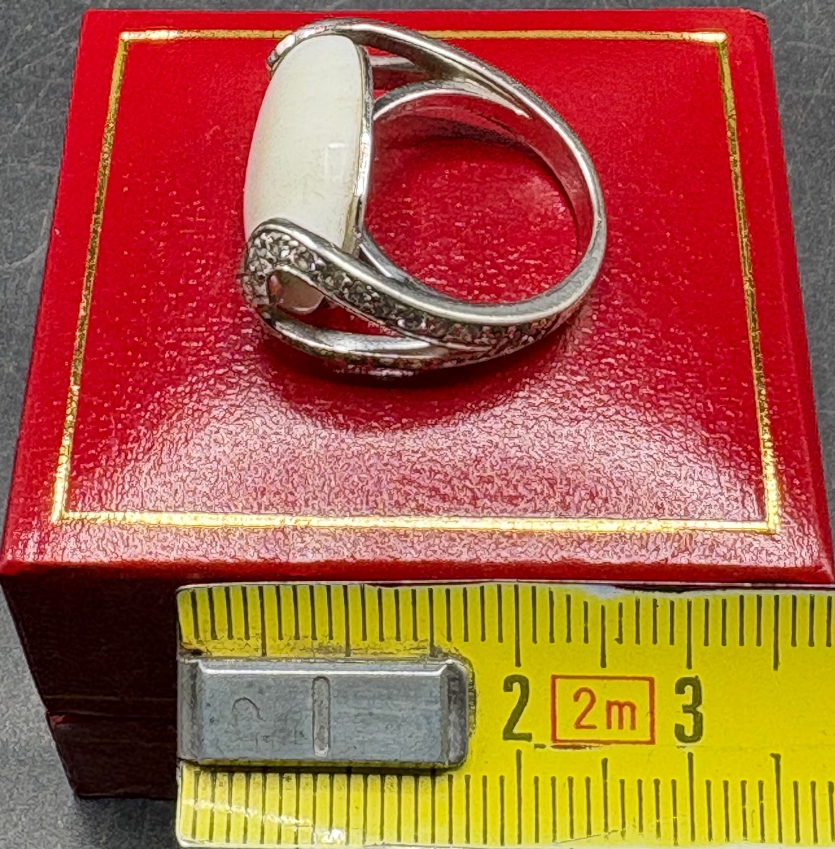 Solid Silver Ring With Porcelain And Zirconium Oxides From The 1980s By Morgan-photo-7