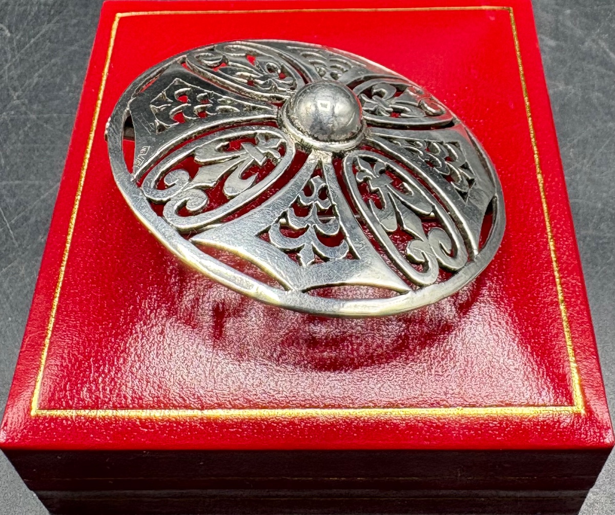 BROCHE EN ARGENT MASSIF DES ANNÉES 1920/30 SIGNÉE NIVE -photo-2