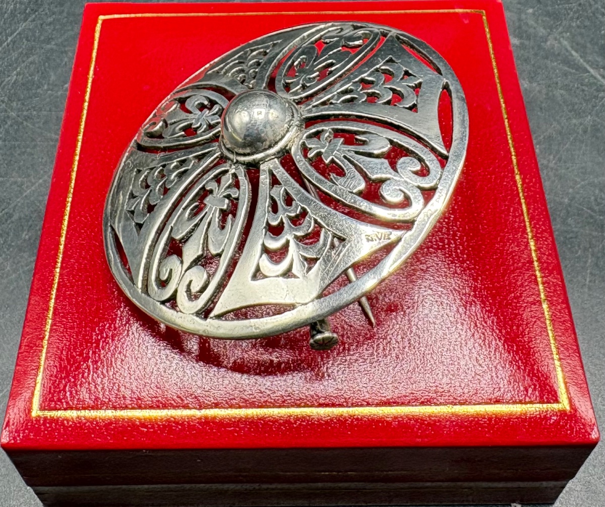 BROCHE EN ARGENT MASSIF DES ANNÉES 1920/30 SIGNÉE NIVE -photo-3