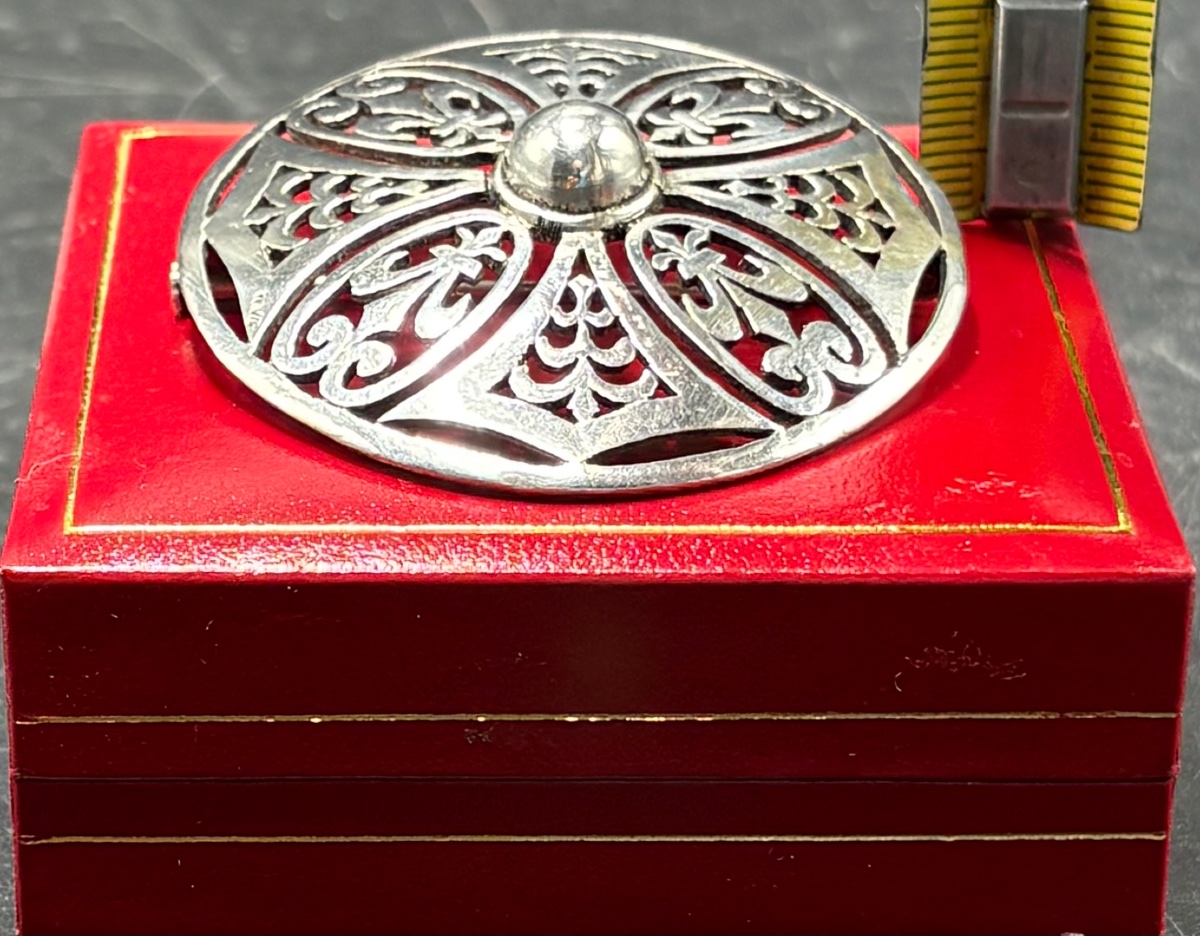 BROCHE EN ARGENT MASSIF DES ANNÉES 1920/30 SIGNÉE NIVE -photo-3