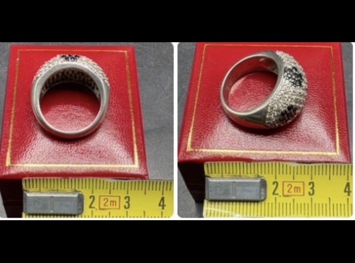 BAGUE ARGENT MASSIF PAVAGE D’OXYDES DE ZIRCONIUM & ONYX TAILLÉS VERS 1960/70 FRANÇAISE-photo-7