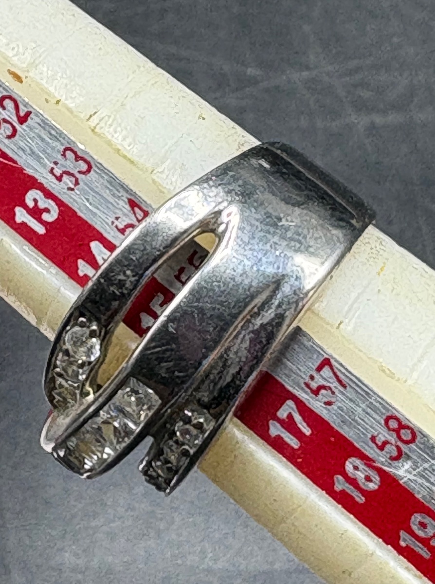 Solid Silver Ring With Zirconium Oxides Around 1980 French-photo-4