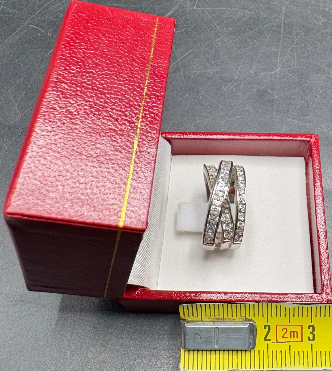Solid Silver Ring With Zirconium Oxides Around 1980 French-photo-6