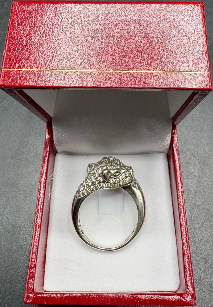 BAGUE EN ARGENT MASSIF & OXYDES DE ZIRCONIUM DES ANNÉES 1980 FRANÇAISE -photo-4