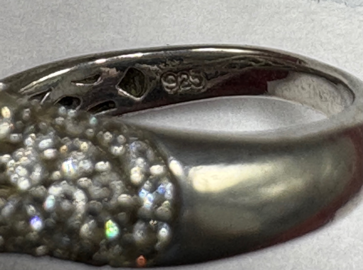 BAGUE EN ARGENT MASSIF & OXYDES DE ZIRCONIUM DES ANNÉES 1980 FRANÇAISE -photo-3