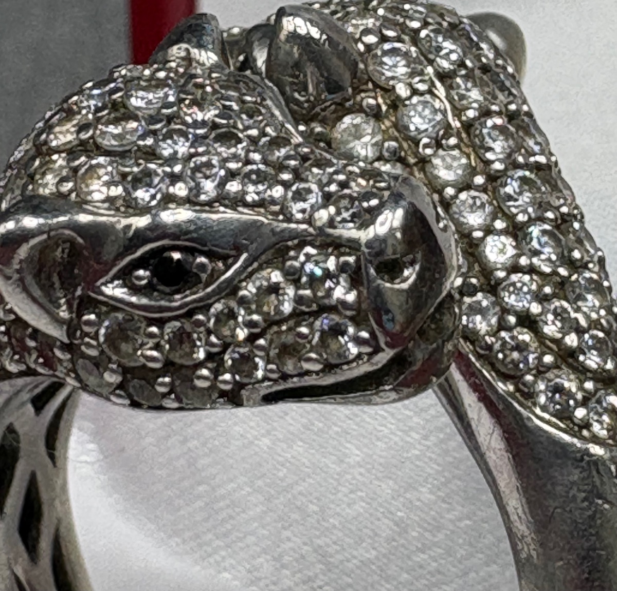 BAGUE EN ARGENT MASSIF & OXYDES DE ZIRCONIUM DES ANNÉES 1980 FRANÇAISE -photo-4