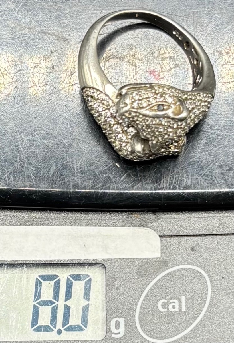 BAGUE EN ARGENT MASSIF & OXYDES DE ZIRCONIUM DES ANNÉES 1980 FRANÇAISE -photo-8