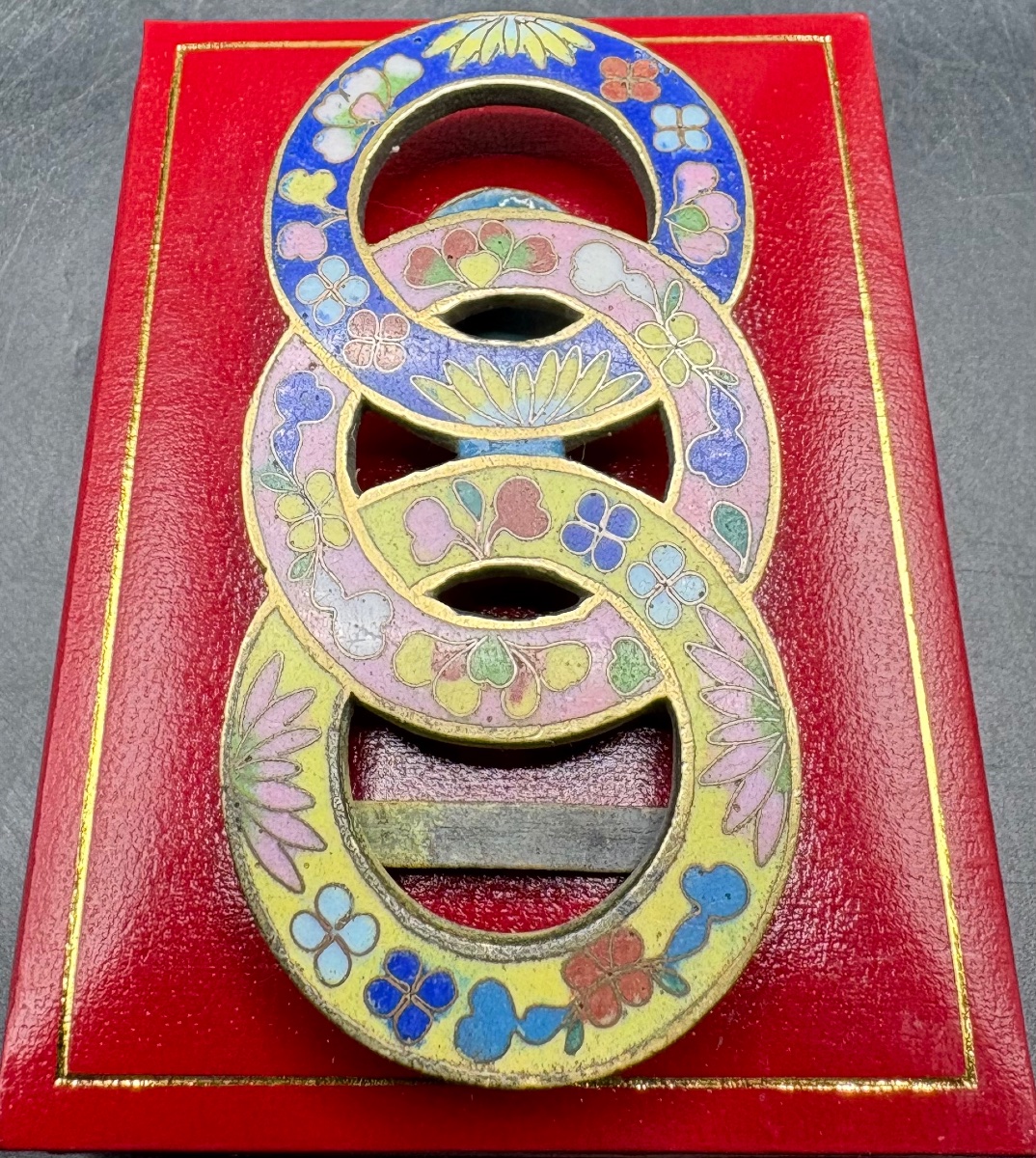 Chinese Cloisonné Belt Buckle From The 1900s-photo-2