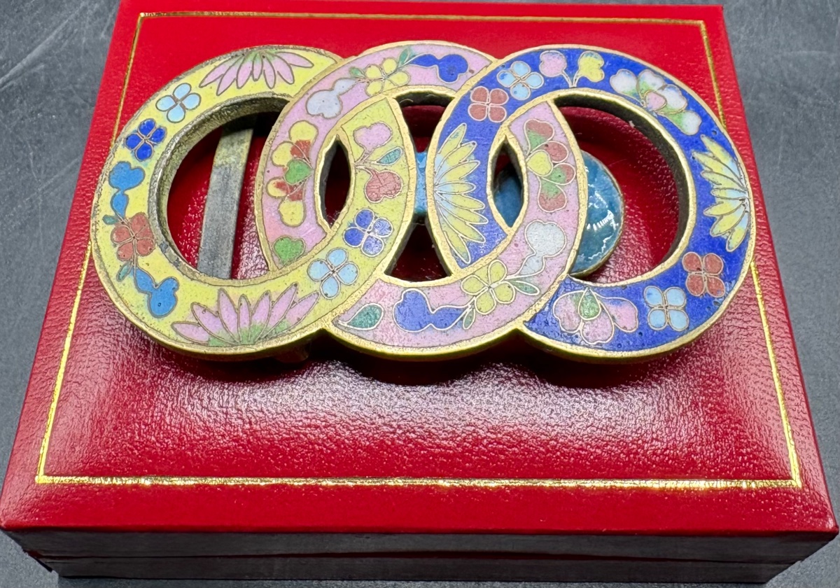 Chinese Cloisonné Belt Buckle From The 1900s-photo-3