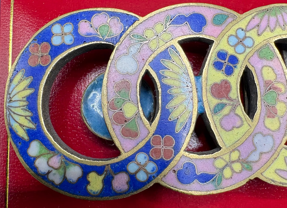 Chinese Cloisonné Belt Buckle From The 1900s-photo-4