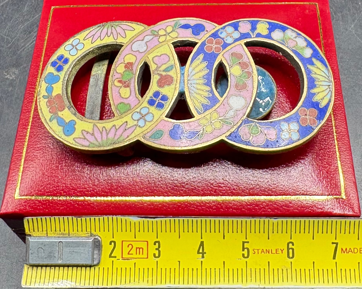 Chinese Cloisonné Belt Buckle From The 1900s-photo-5