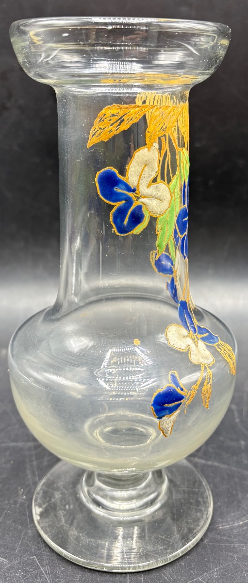 VASE EN VERRE SOUFFLÉ ÉMAILLÉ DES ANNÉES 1900/20 FRANÇAIS -photo-2