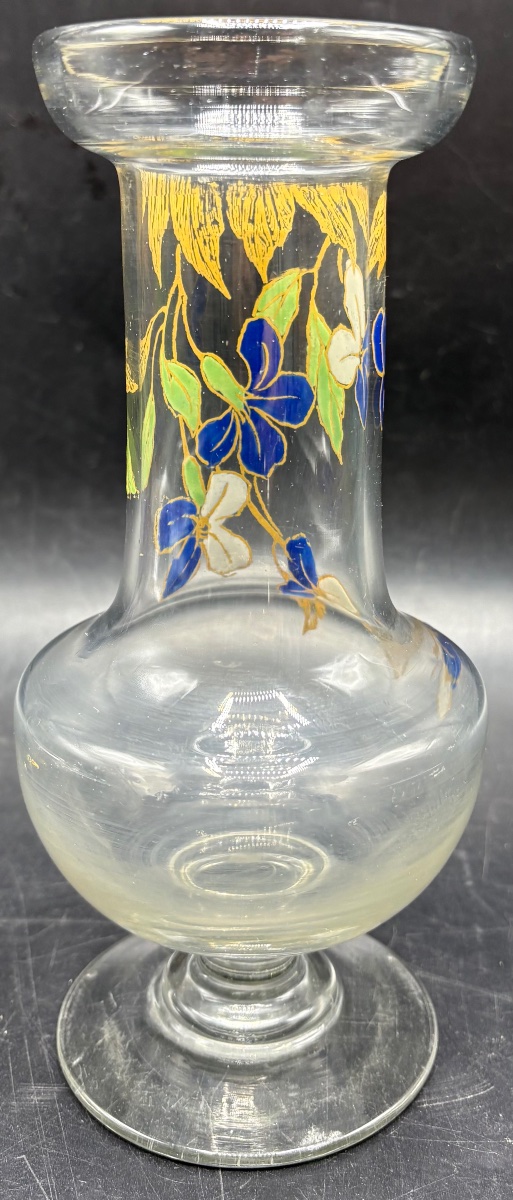 VASE EN VERRE SOUFFLÉ ÉMAILLÉ DES ANNÉES 1900/20 FRANÇAIS -photo-3