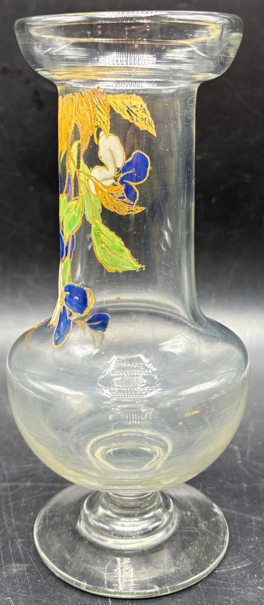 VASE EN VERRE SOUFFLÉ ÉMAILLÉ DES ANNÉES 1900/20 FRANÇAIS -photo-4