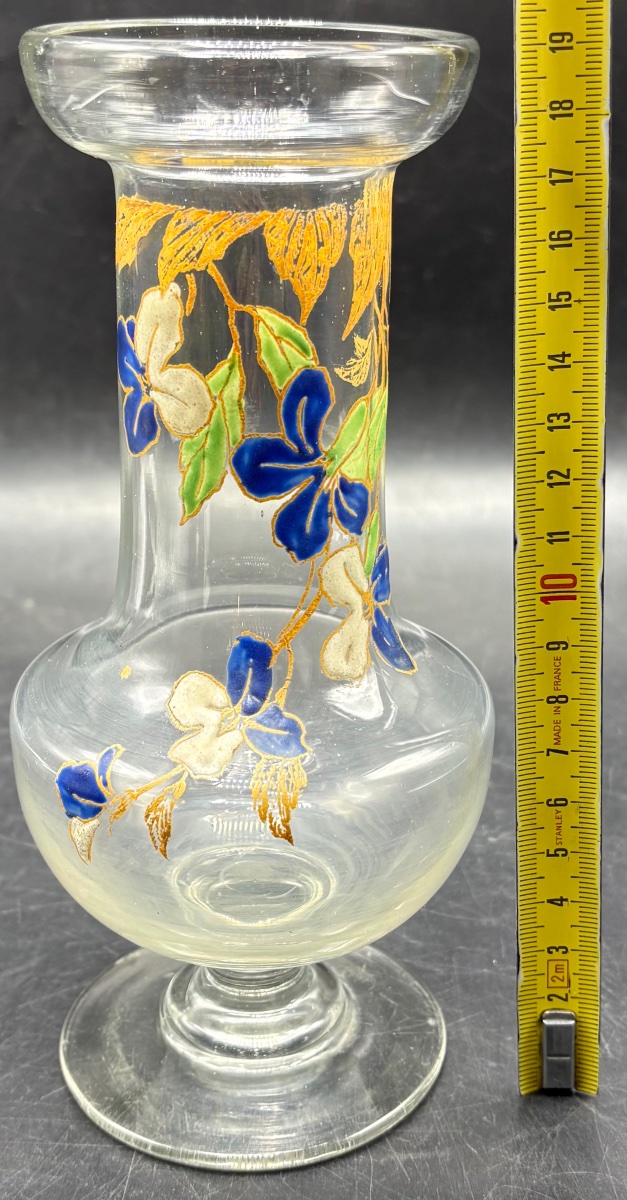 VASE EN VERRE SOUFFLÉ ÉMAILLÉ DES ANNÉES 1900/20 FRANÇAIS -photo-5
