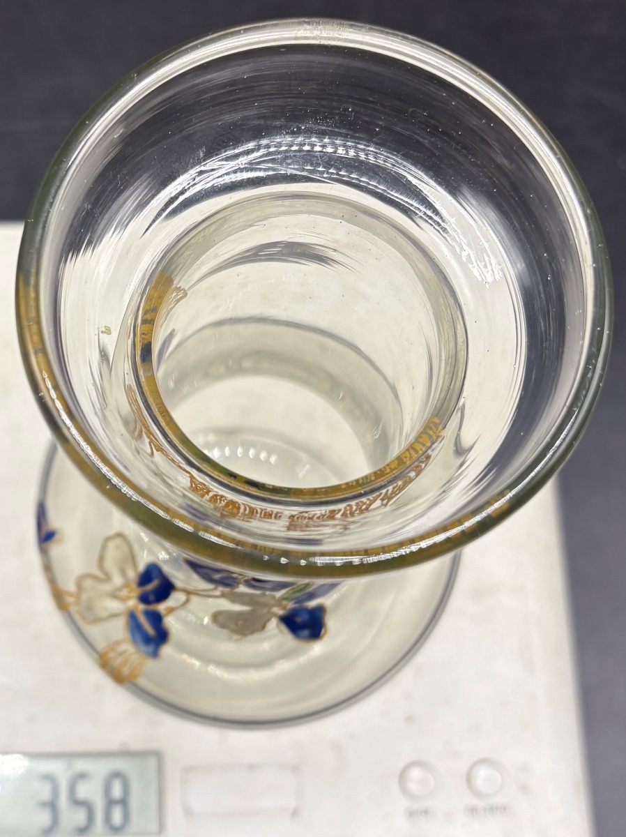 VASE EN VERRE SOUFFLÉ ÉMAILLÉ DES ANNÉES 1900/20 FRANÇAIS -photo-7