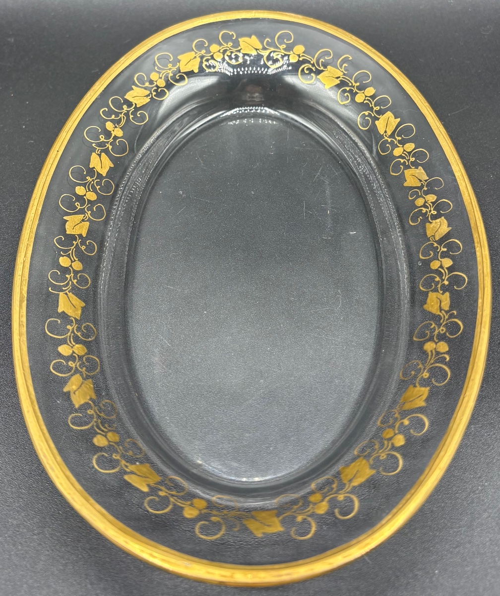 Small Blowen Crystal Tray With Buret, Cut And Gilded By Saint Louis, Circa 1830–40-photo-2