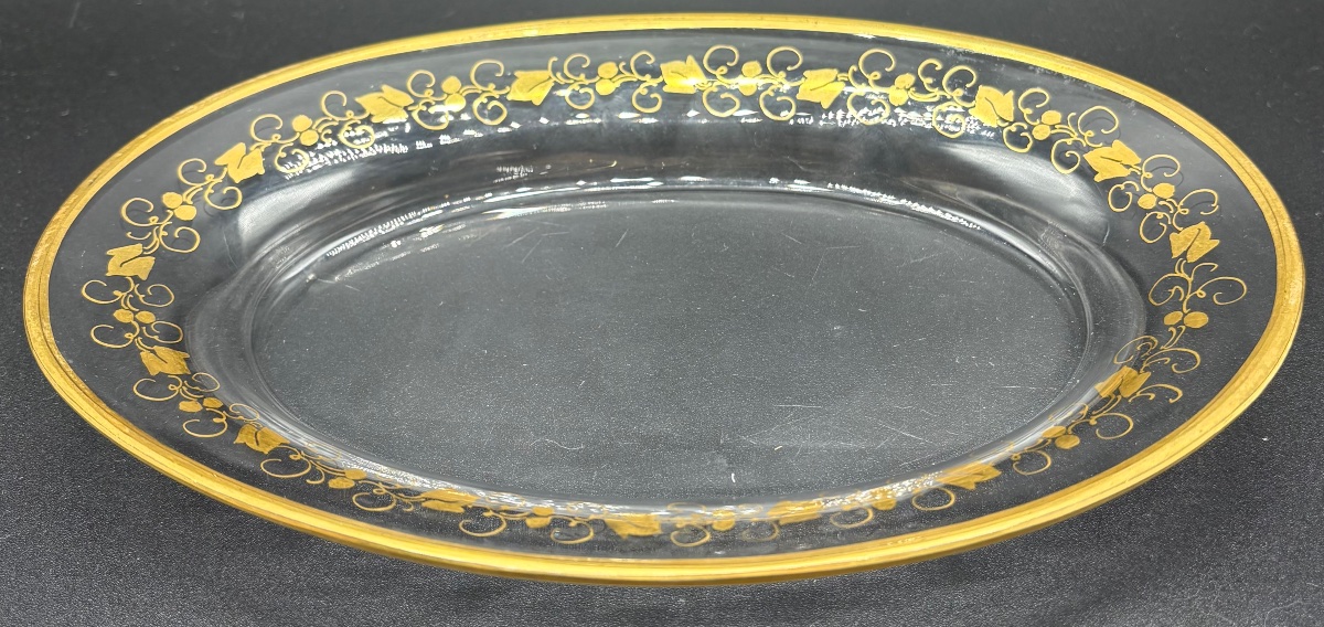 Small Blowen Crystal Tray With Buret, Cut And Gilded By Saint Louis, Circa 1830–40-photo-3