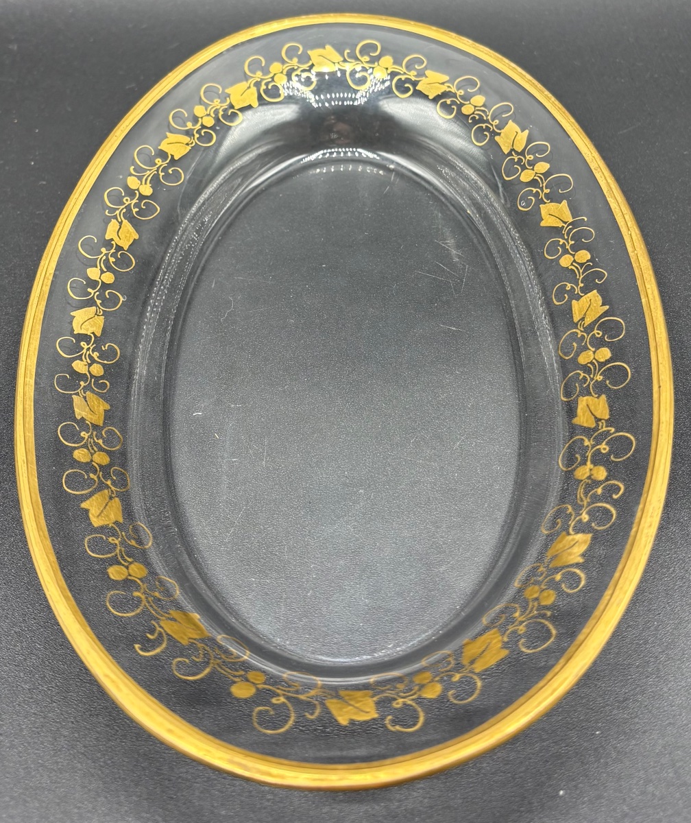 Small Blowen Crystal Tray With Buret, Cut And Gilded By Saint Louis, Circa 1830–40-photo-4