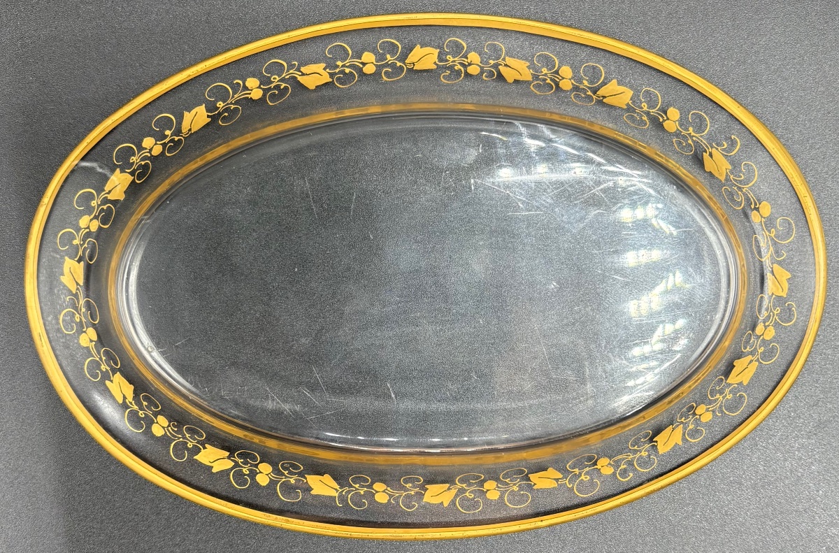 Small Blowen Crystal Tray With Buret, Cut And Gilded By Saint Louis, Circa 1830–40-photo-1