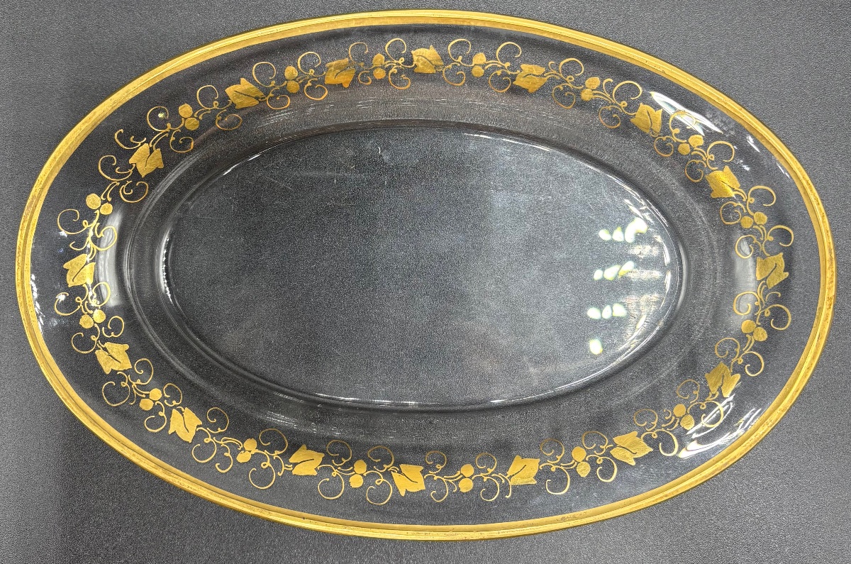 Small Blowen Crystal Tray With Buret, Cut And Gilded By Saint Louis, Circa 1830–40-photo-2