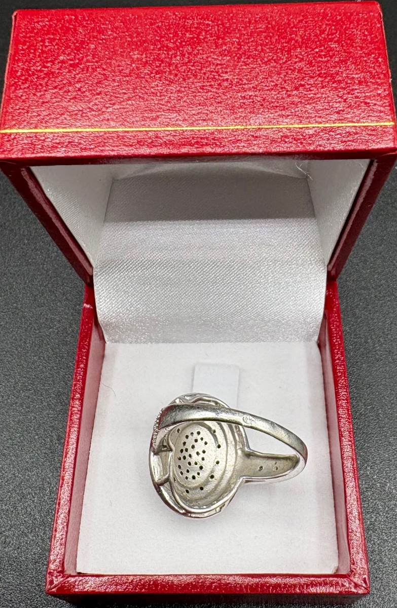 1930s French Solid Silver And Rock Crystal Ring-photo-4
