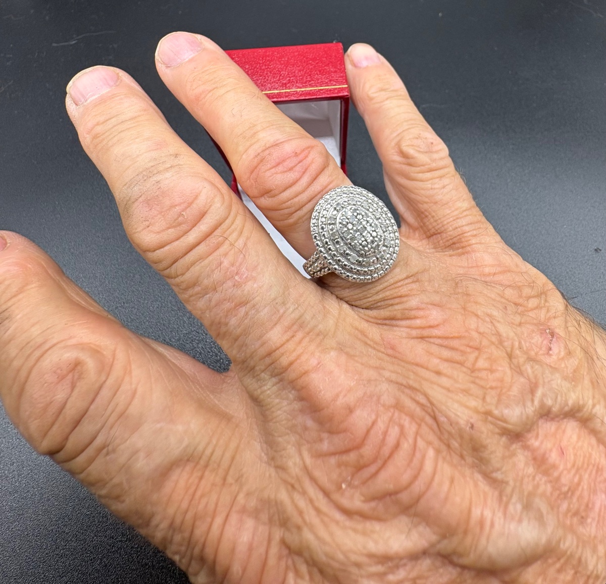 1930s French Solid Silver And Rock Crystal Ring-photo-2
