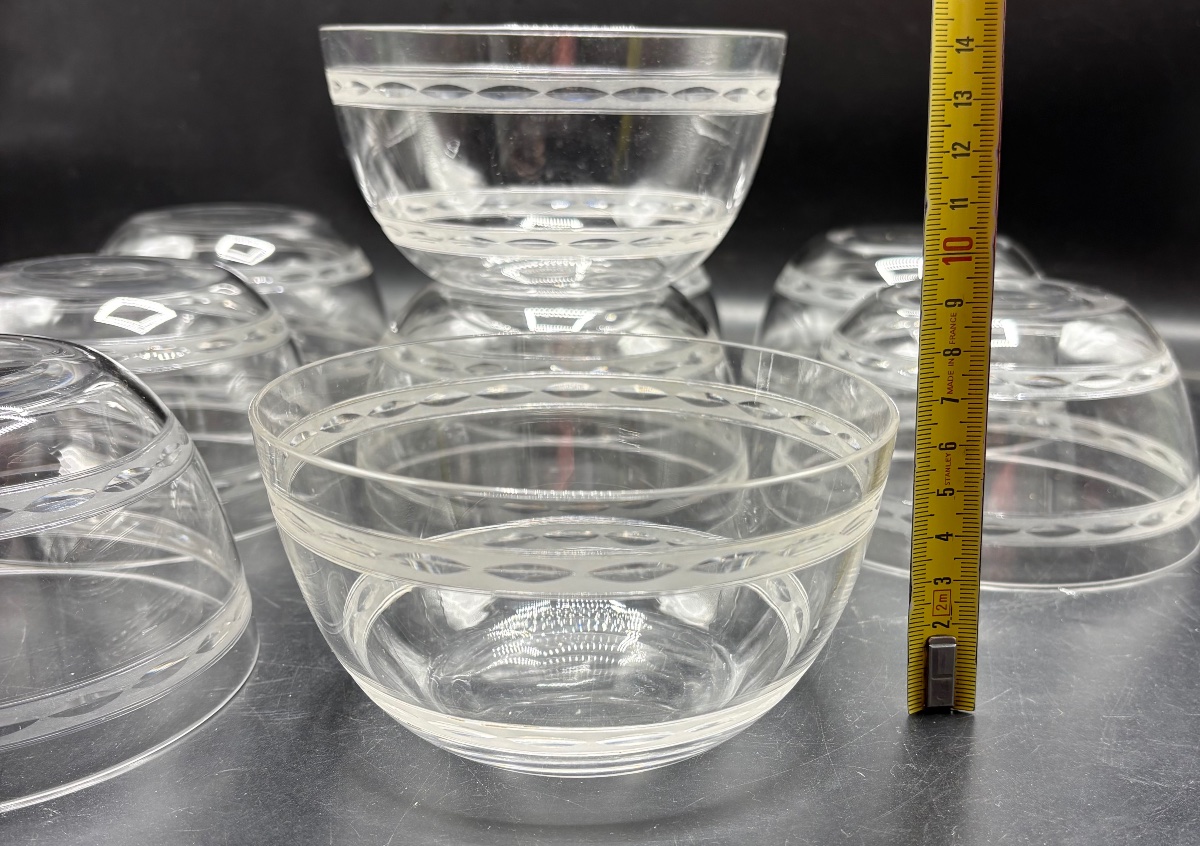 Set Of Nine Cut And Blown Crystal Dessert Bowls From The 1930s By Saint Louis -photo-3