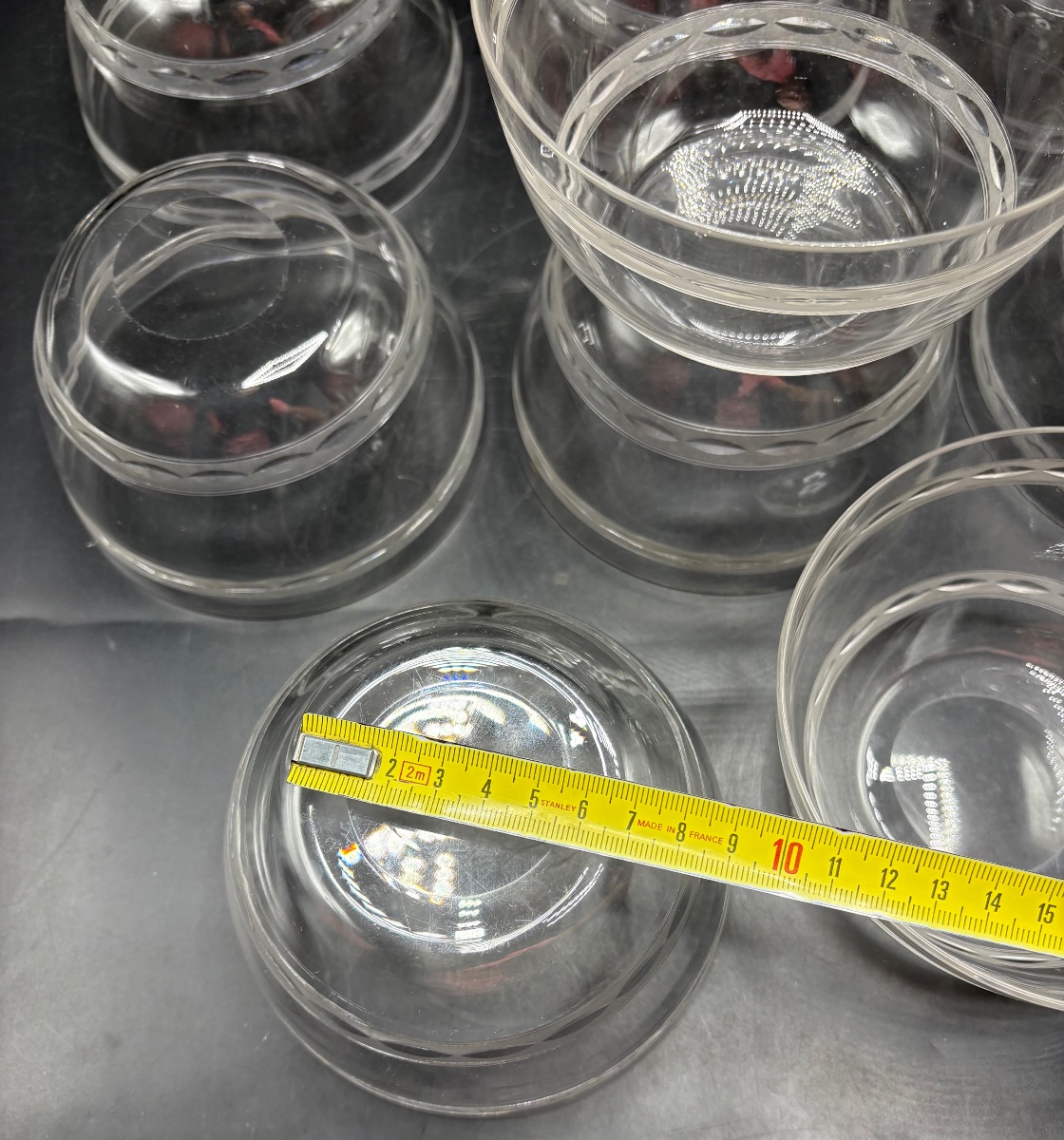 Set Of Nine Cut And Blown Crystal Dessert Bowls From The 1930s By Saint Louis -photo-4