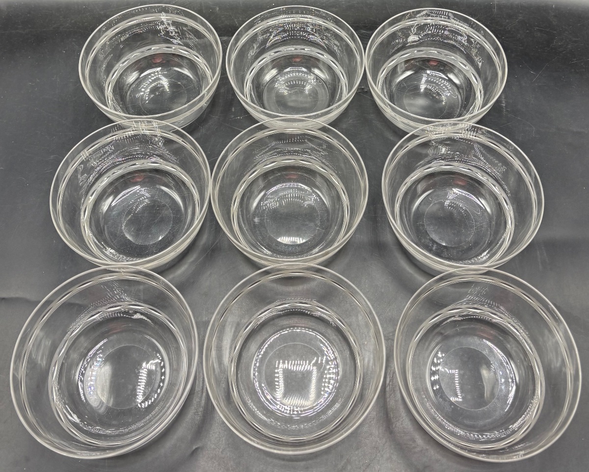 Set Of Nine Cut And Blown Crystal Dessert Bowls From The 1930s By Saint Louis 