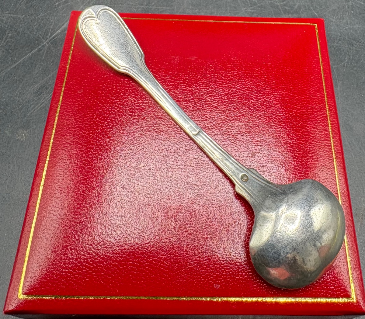 Solid Silver Mustard Spoon, "le Vieillard," 1919–38, French -photo-1