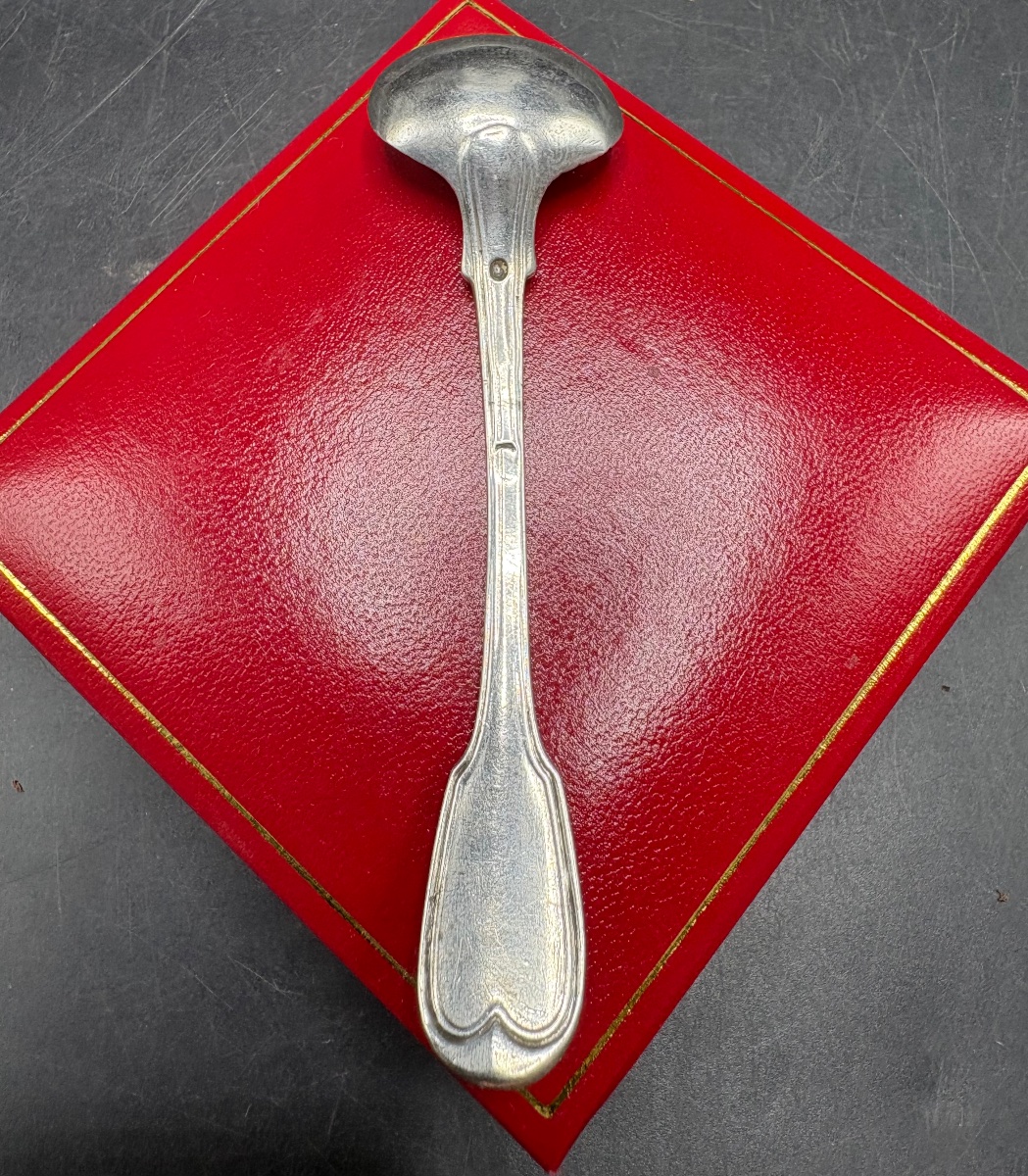 Solid Silver Mustard Spoon, "le Vieillard," 1919–38, French -photo-3