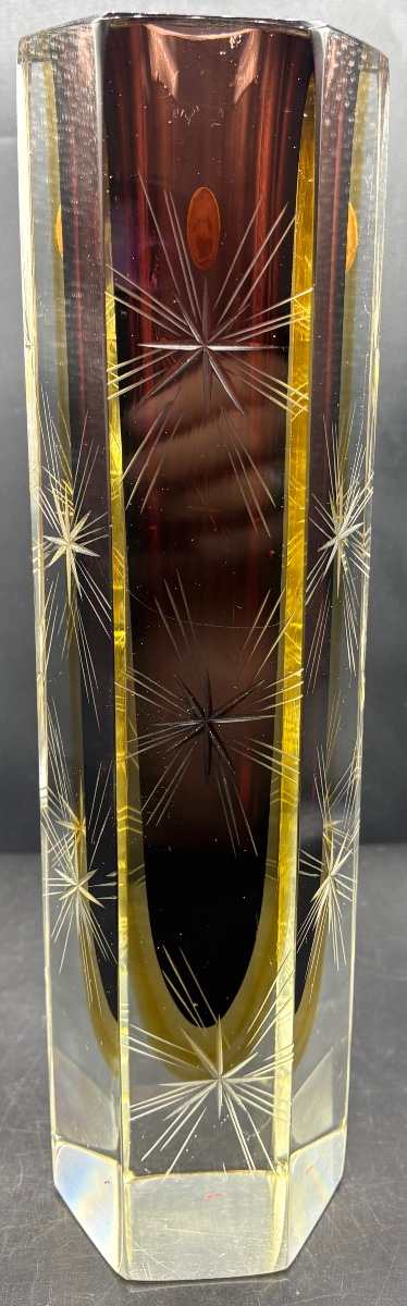 GRAND VASE EN CRISTAL SOUFFLÉ TAILLÉ À COUCHES MULTIPLES PAR SOMMERSO MURANO DES ANNÉES 1960-photo-2