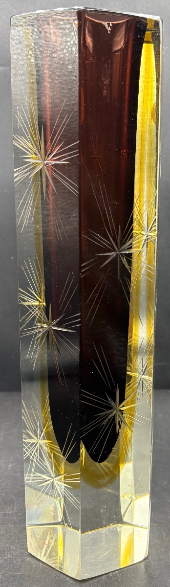 GRAND VASE EN CRISTAL SOUFFLÉ TAILLÉ À COUCHES MULTIPLES PAR SOMMERSO MURANO DES ANNÉES 1960-photo-3